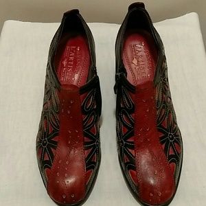 L'artiste red and black ankle boots with zipper 8